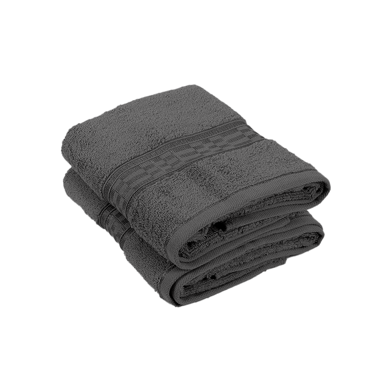 BYFT Home Ultra (Grey) Premium Hand Towel  (50 x 90 Cm - Set of 2) 100% Cotton Highly Absorbent, High Quality Bath linen with Checkered Dobby 550 Gsm