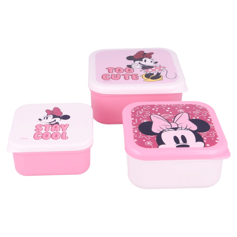 Disney 3 Pcs Nesting Snack Boxes Set Minnie Stay Cool