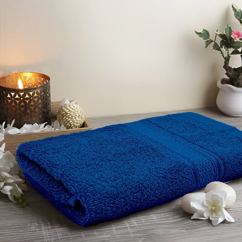 BYFT 2-Piece Daffodil 100% Cotton Hand Towel Set, 40 x 60cm, Royal Blue