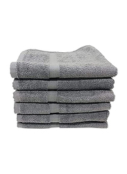 Hand Towel 50x100cm - Grey - 100% Cotton - BYFT Camellia - Pack of 6