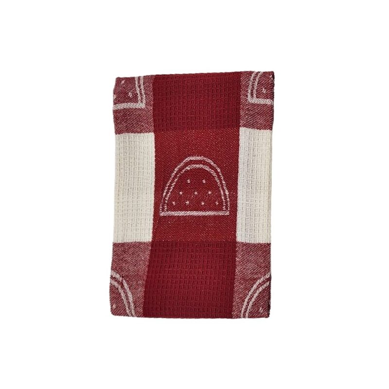 BYFT Orchard Heavy Waffle Kitchen Towel (50 x 70 Cm)  Multicheck - Red & White (Set of 6)