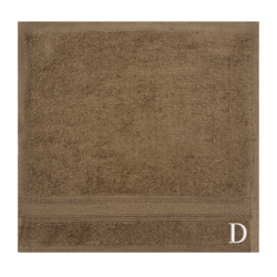 BYFT Daffodil (Dark Beige) Monogrammed Face Towel (30 x 30 Cm - Set of 6) 100% Cotton, Absorbent and Quick dry, High Quality Bath Linen- 500 Gsm White Thread Letter "D"