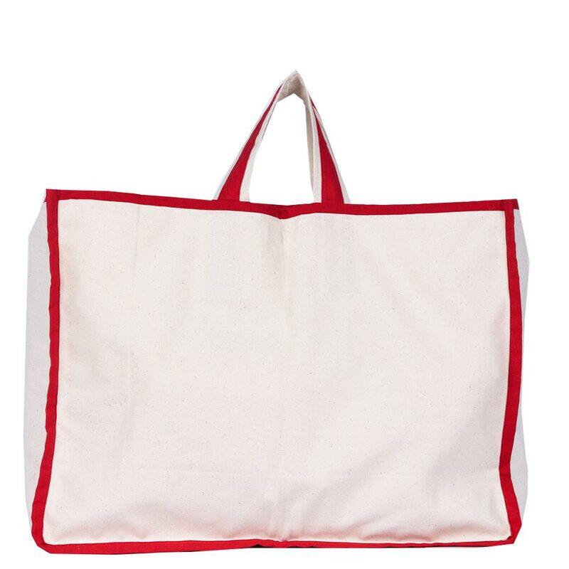 BYFT White Canvas Tote with Red Accents