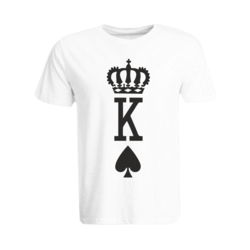 BYFT (White) Printed Cotton T-shirt (Crown King Spades) Personalized Round Neck T-shirt For Men (XL)-Set of 1 pc-190 GSM