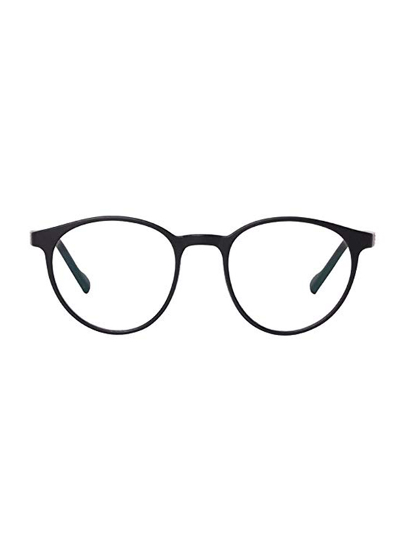 Tom Oliver Full Rim Round Black Computer Glasses For Kids Unisex, Transparent Blue Light Lens