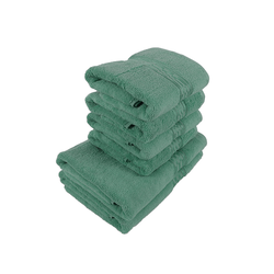 BYFT Home Ultra (Green) 4 Hand Towel (50 x 90 Cm) & 2 Bath Towel (70 x 140 Cm) 100% Cotton Highly Absorbent, High Quality Bath linen with Checkered Dobby 550 Gsm Set of 6