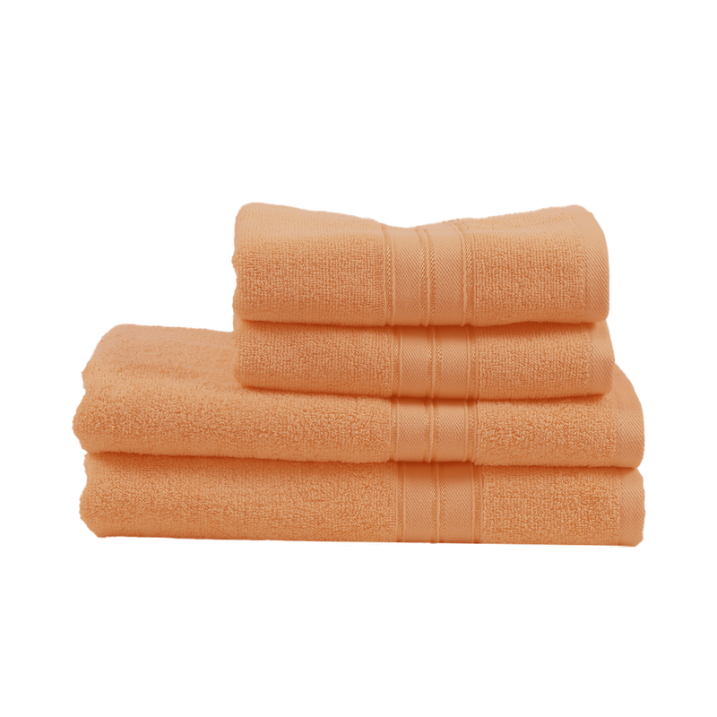 BYFT Home Trendy (Peach) 2 Hand Towel (50 x 90 Cm) & 2 Bath Towel (70 x 140 Cm) 100% Cotton Highly Absorbent, High Quality Bath linen with Striped Dobby 550 Gsm Set of 4