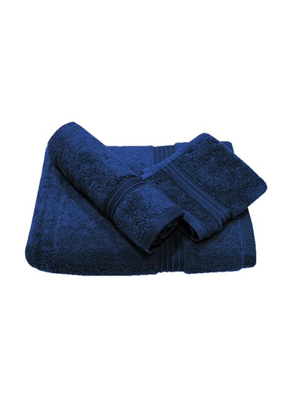 BYFT 3-Piece Home Essential 100% Cotton Bath, Hand & Face Towel Set, Navy Blue