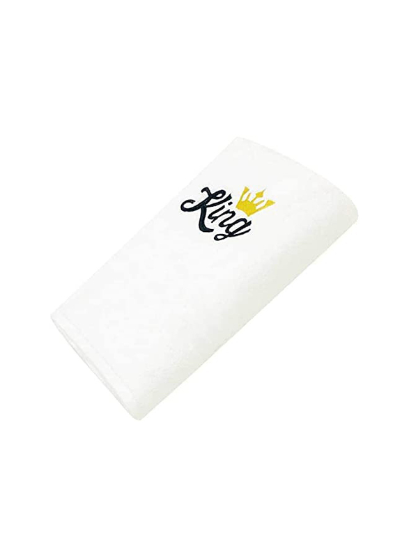 BYFT 100% Cotton Embroidered King Hand Towel, 50 x 80cm, White/Black