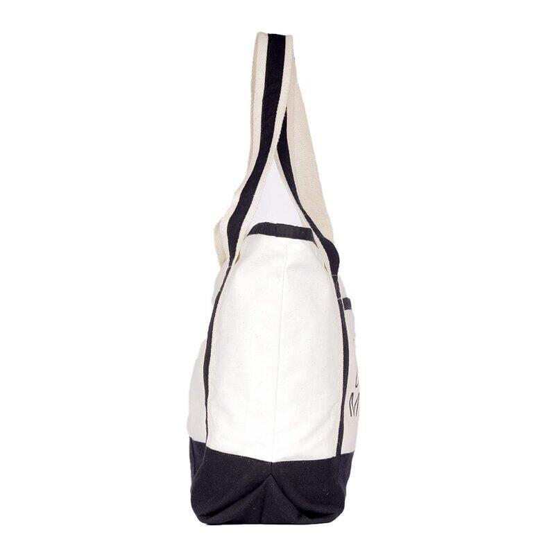 BYFT White Canvas Bag with Black Tape (Beach Vibes)