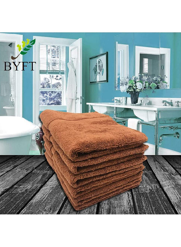 Hand Towel 40x75cm - Brown - 100% Cotton - BYFT Camellia - Pack of 6
