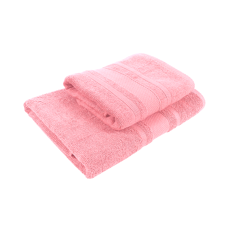 BYFT Home Castle (Pink) Hand Towel (50 x 90 Cm) & Bath Towel (70 x 140 Cm) 100% Cotton Highly Absorbent, High Quality Bath linen with Diamond Dobby 550 Gsm Set of 2