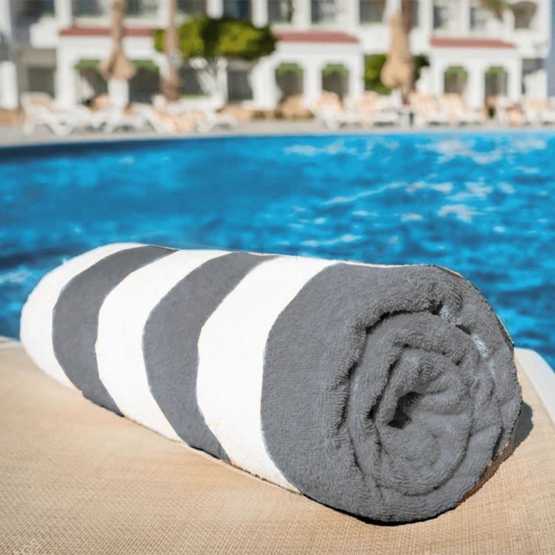 BYFT Petunia (Grey - White) Luxury Pool Towel (90 x 180 Cm -Set of 1) 100% Cotton, Highly Absorbent and Quick dry, Classic Hotel and Spa Quality Beach Towel -550 Gsm