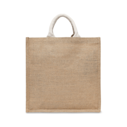 BYFT Laminated Jute Tote Bags with Gusset (Natural) Reusable Eco Friendly Shopping Bag (33.02 x 10.16 x 33.02 Cm) Set of 24 Pcs