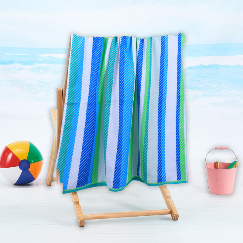 BYFT Jacquard Beach Towel 86 x 162 Cm 390 Gsm Cool-Stripe Cotton Set of 1