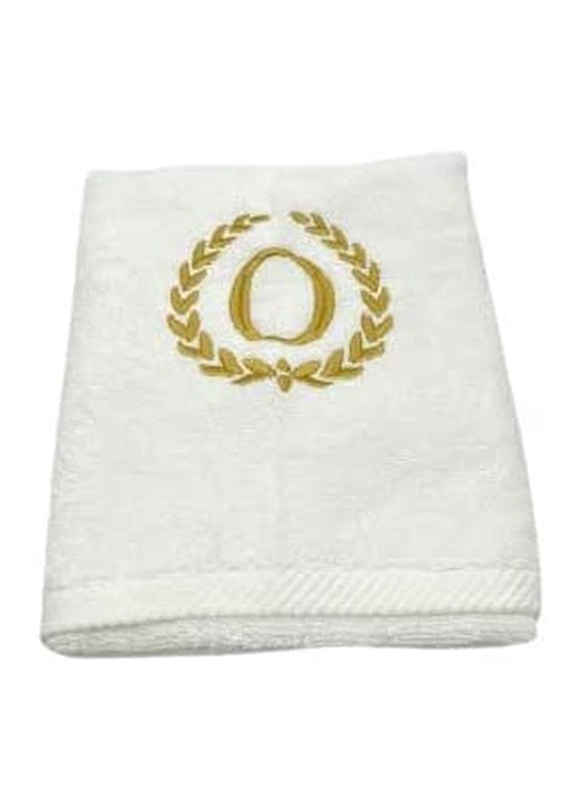 BYFT 100% Cotton Embroidered Monogrammed Letter O Hand Towel, 50 x 80cm, White/Gold