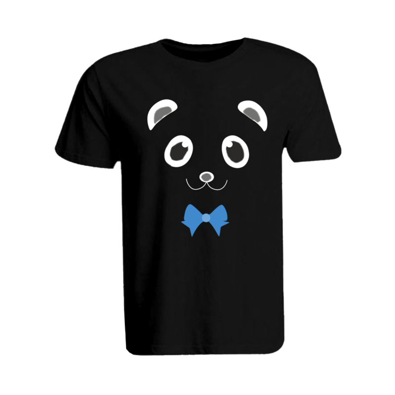 BYFT (Black) Printed Cotton T-shirt (Mr. Panda) Personalized Round Neck T-shirt For Men (2XL)-Set of 1 pc-190 GSM