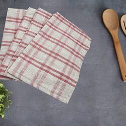 BYFT Orchard Green & Orange Multi Checks (50 x 70 Cm) Tea Towel-Set of 8