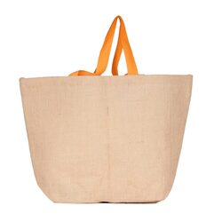 BYFT Natural Jute Bag with orange Handle (Hello Beautiful)