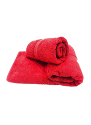 BYFT Gardenia 100% Cotton Towel Set, 2 Piece, Red