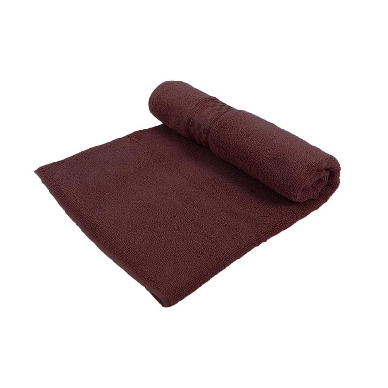 BYFT Home Ultra (Burgundy) Premium Bath Towel  (70 x 140 Cm - Set of 1) 100% Cotton Highly Absorbent, High Quality Bath linen with Checkered Dobby 550 Gsm