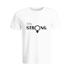 BYFT (White) Printed Cotton T-shirt (I am Strong) Personalized Round Neck T-shirt For Women (XL)-Set of 1 pc-190 GSM