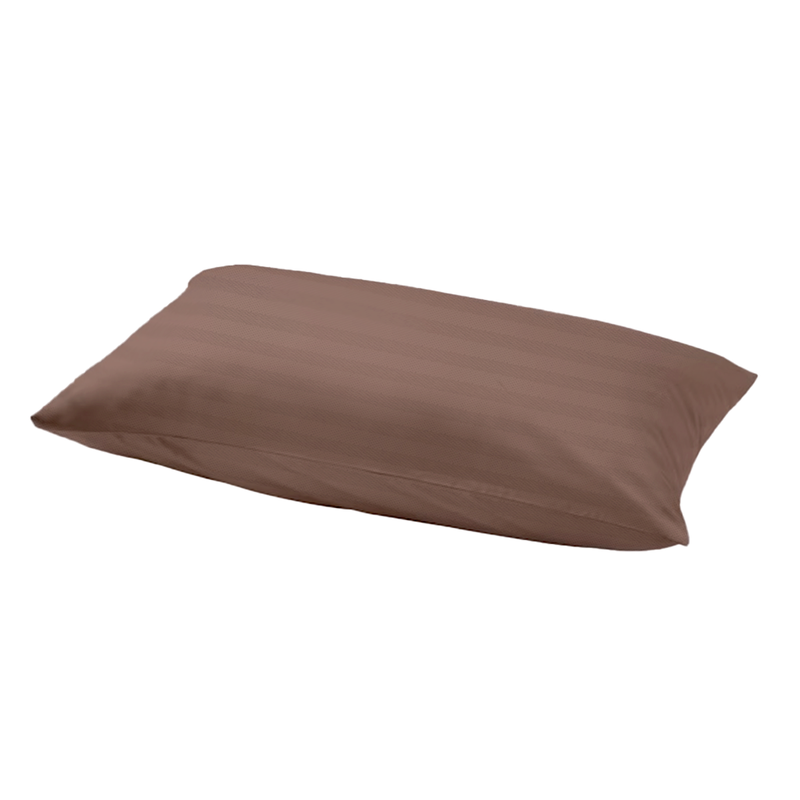 BYFT Tulip (Dark Brown) Queen Size Fitted Sheet and pillowcase Set with 1 cm Satin Stripe (Set of 2 Pcs) 100% Cotton Percale Soft and Luxurious Hotel Quality Bed linen -300 TC