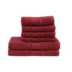 BYFT Home Castle (Maroon) 4 Hand Towel (50 x 90 Cm) & 2 Bath Towel (70 x 140 Cm) 100% Cotton Highly Absorbent, High Quality Bath linen with Diamond Dobby 550 Gsm Set of 6