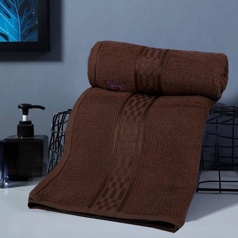 BYFT Home Ultra (Brown) Premium Hand Towel  (50 x 90 Cm - Set of 2) 100% Cotton Highly Absorbent, High Quality Bath linen with Checkered Dobby 550 Gsm