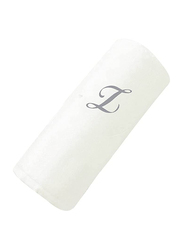 BYFT 100% Cotton Embroidered Letter Z Bath Towel, 70 x 140cm, White/Silver