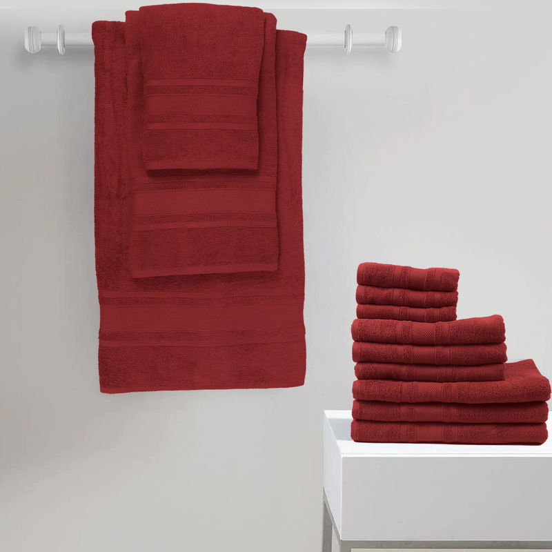 BYFT Home Castle (Maroon) Premium Bath Towel  (70 x 140 Cm - Set of 2) 100% Cotton Highly Absorbent, High Quality Bath linen with Diamond Dobby 550 Gsm