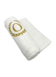 BYFT 100% Cotton Embroidered Monogrammed Letter O Bath Towel, 70 x 140cm, White/Gold