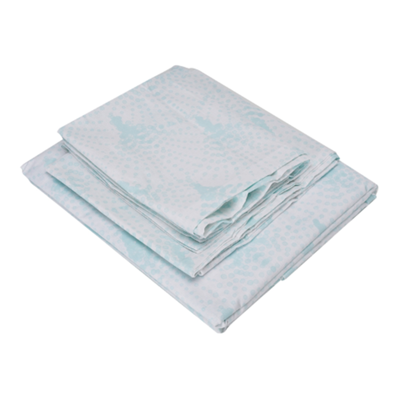 

BYFT Home Design King Flat Sheet 240 x 260 Cm 2 Pillow Cover 50 x 80 Cm Printed Blue Eventail 100% Cotton Set of 3