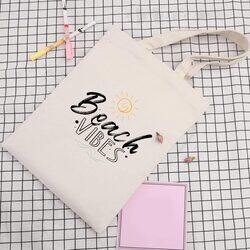 BYFT Natural Cotton Flat Tote Bag (Beach Vibes)