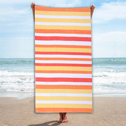 BYFT Jacquard Beach Towel 86 x 162 Cm 390 Gsm Orange Cotton Set of 1