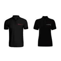 BYFT (Black) Couple Embroidered Cotton T-shirt (Better Half) Personalized Polo Neck T-shirt (Small)-Set of 2 pcs-220 GSM