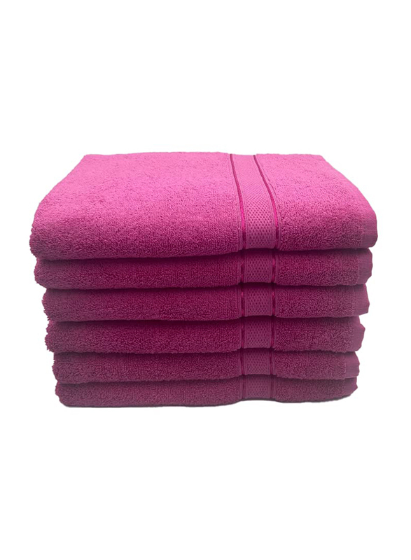 BYFT 6-Piece Daffodil 100% Cotton Bath Towel, 70 x 140cm, Fuchsia Pink