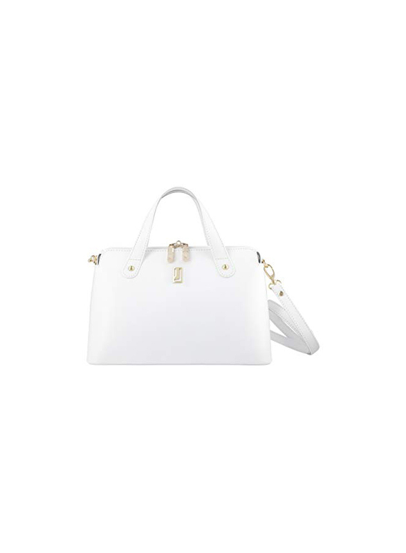Jafferjees The Rose Leather Satchel Handbag for Women, White