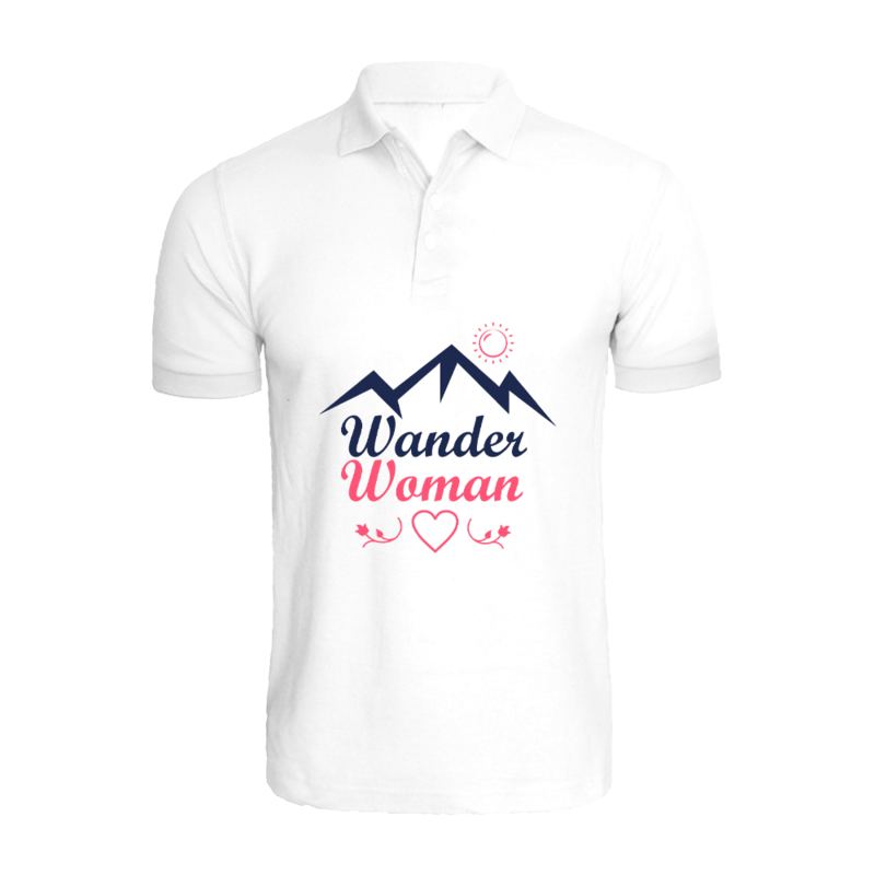 BYFT (White) Printed Cotton T-shirt (Wander women) Personalized Polo Neck T-shirt For Women (XL)-Set of 1 pc-220 GSM