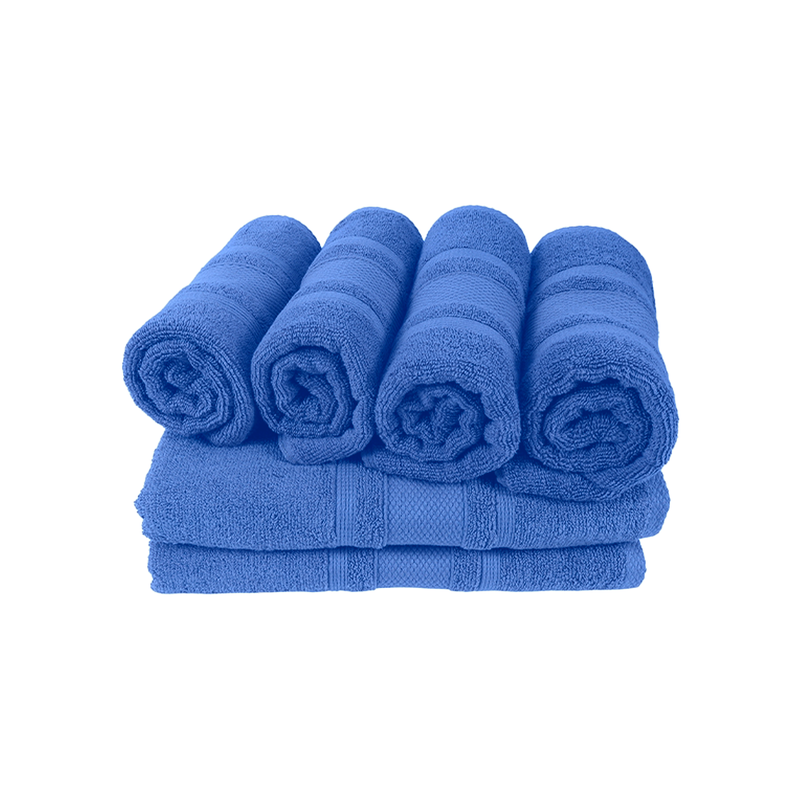 BYFT Home Castle (Blue) 4 Hand Towel (50 x 90 Cm) & 2 Bath Towel (70 x 140 Cm) 100% Cotton Highly Absorbent, High Quality Bath linen with Diamond Dobby 550 Gsm Set of 6