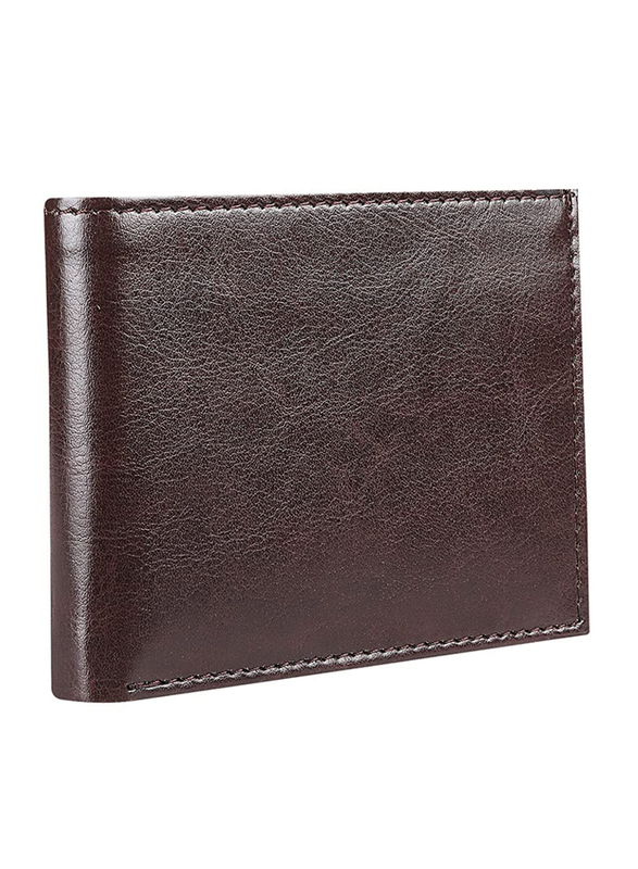 Mounthood Genuine Leather Bi-Fold Wallet with Card Holder for Men, Brown