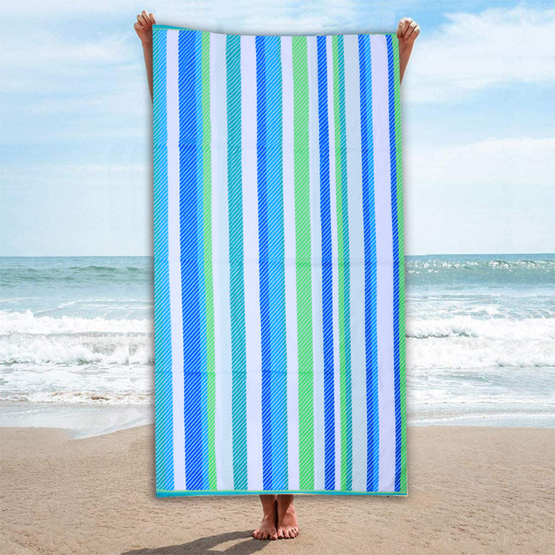 BYFT Jacquard Beach Towel 86 x 162 Cm 390 Gsm Cool-Stripe Cotton Set of 1