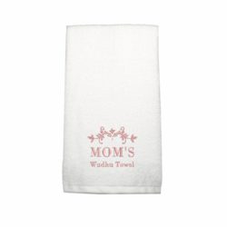 BYFT Embroidered for you (White) Ramadan Theme Personalized Hand Towel (Mom's Wudhu Towel) 100% Cotton, Highly Absorbent and Quick dry, Premium Wudhu Towel-600 Gsm