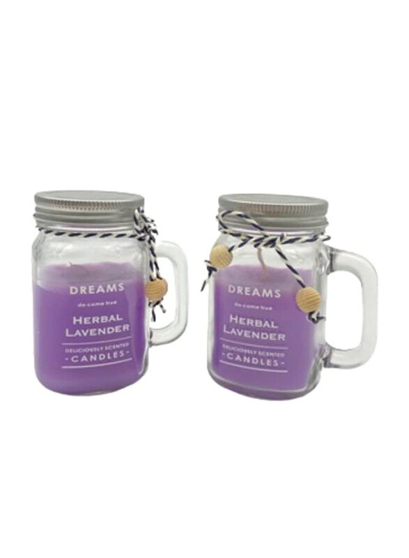 

BYFT Home Fragrances Jar Candles for Relaxation with Herbal Lavender Scent, 2 x 180g, Purple