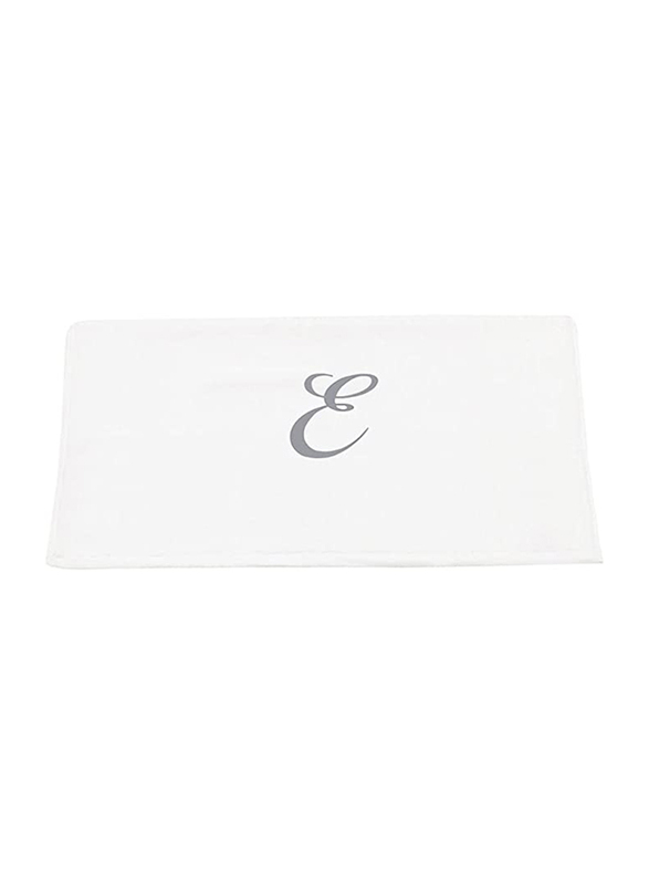 BYFT 100% Cotton Embroidered Letter E Hand Towel, 50 x 80cm, White/Silver