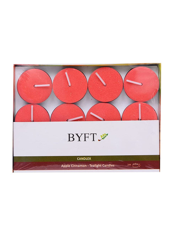 BYFT Apple Cinnamon Scented Tea light Candles Pack of 24 ( Bundle of 4 )