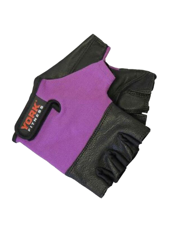 York Fitness Ladies Fitness Gloves, Small, Black/Purple