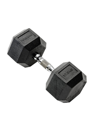 York Fitness 35002 Rubber Hex Dumbbell, 17.5KG, Black/Silver