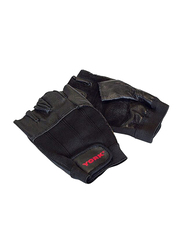York Fitness Leather Gloves, Large, Black/Red