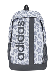 Adidas Polyester Linear Leopard Backpack Bag Unisex, GE1230, White/Black